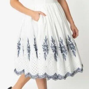 Eyelet Embroidered Unique Vintage Full Skirt